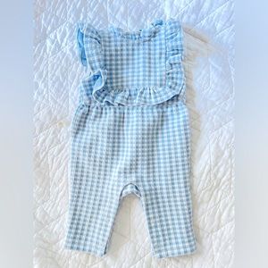 Janie and Jack Blue and white checkered romper